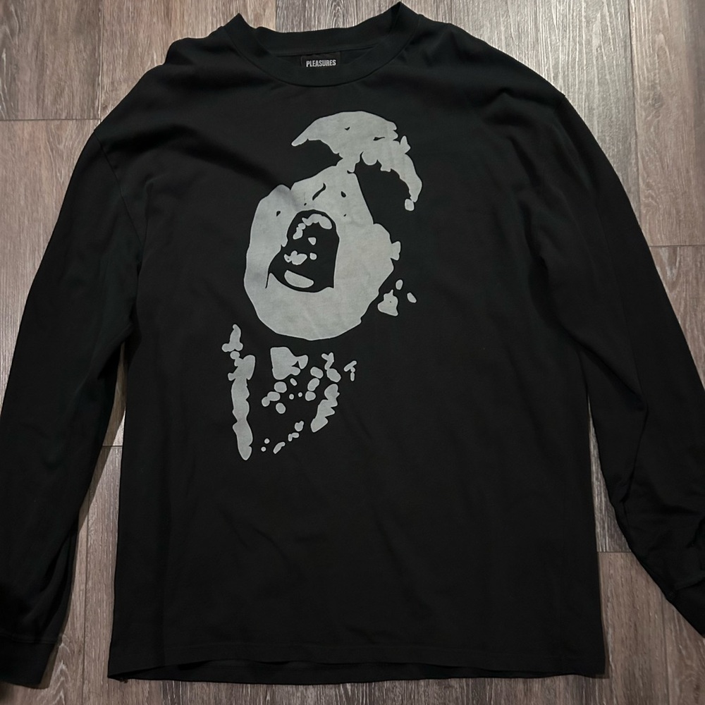 Pleasures Black Long-Sleeve Graphic Shirt
